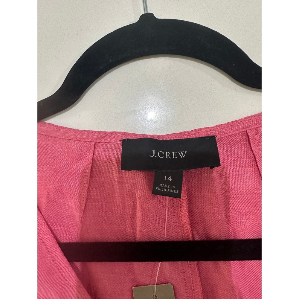 J.Crew Pink Linen Blend Wrap Dress V-Neck Cap Sleeve Size 14 - Picture 6 of 7